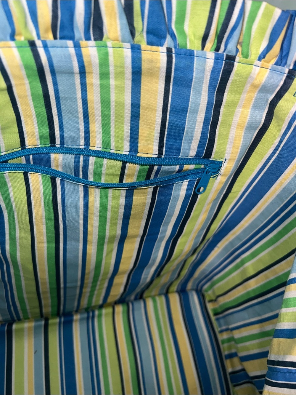 Coldwater Creek Blue Quilted Tote with Striped Drawstring Pouch - Picture 3 of 7